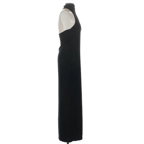 Norma Kamali Partial Turtleneck Slit Long Gown Halter Neck Dress - Picture 8 of 11